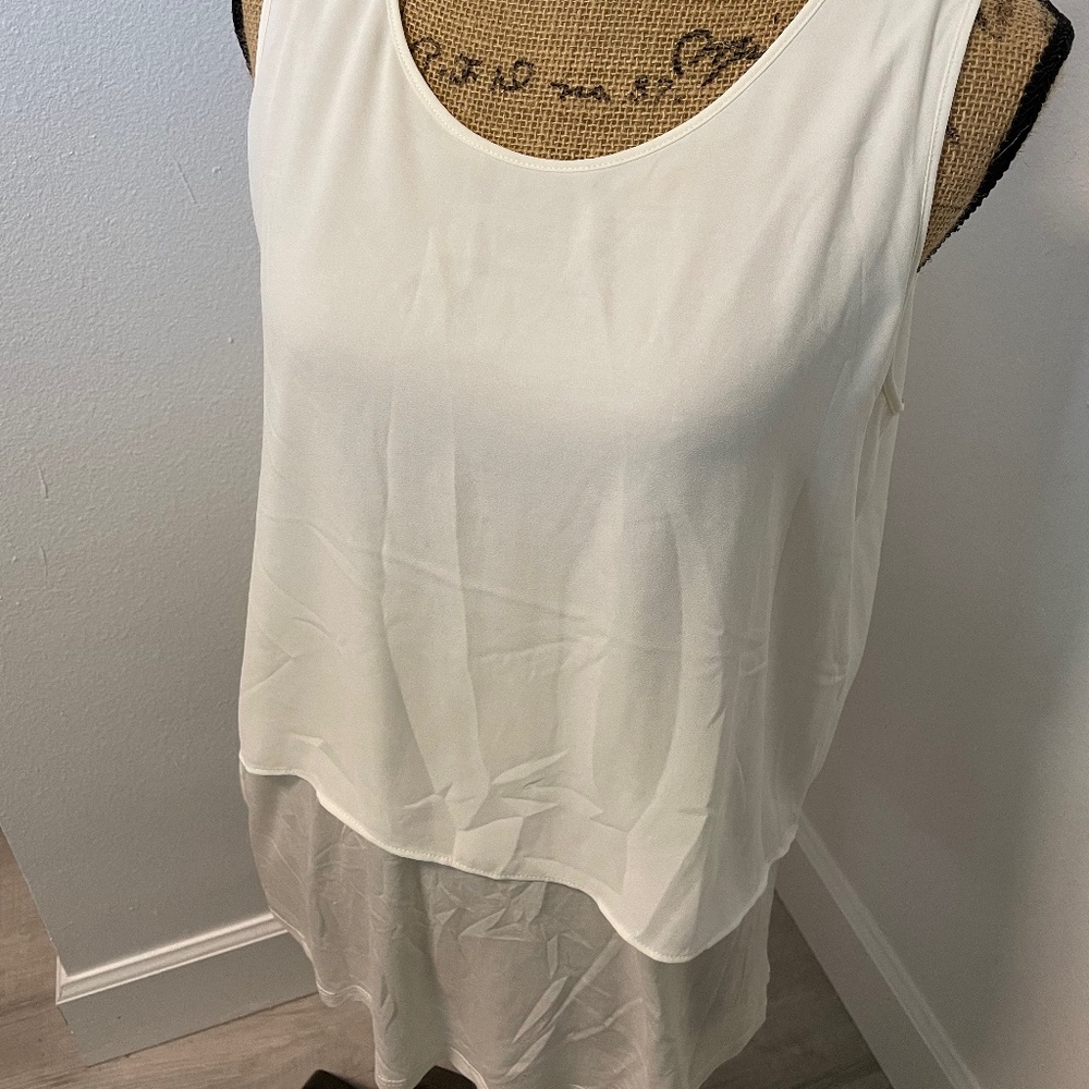 LOFT - White Tiered Tank - Size L